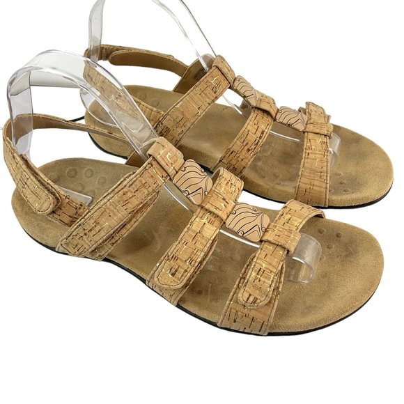 Vionic Shoes Womens Size 8 Tan Amber Gold Cork Comfort Sandal Arch Support - Picture 8 of 12